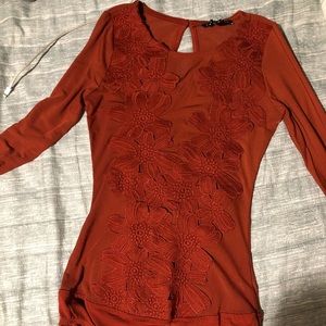 Brick color lace bodysuit